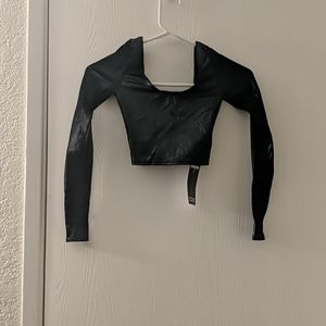 Black milk long sleeve wet look crop top xs new